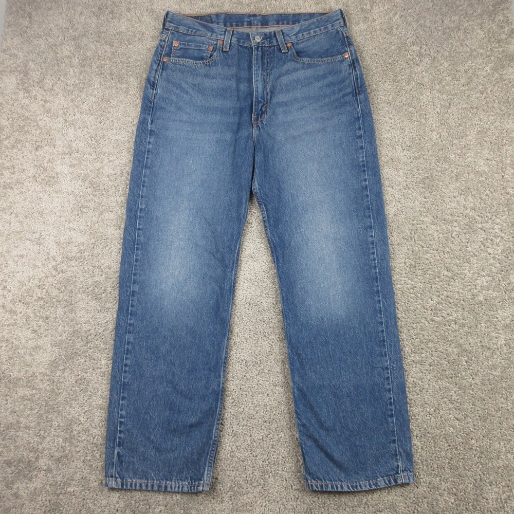 Levis Jeans Mens 32x30 Blue 565 Loose Straight Baggy Faded Whisker Denim Pants